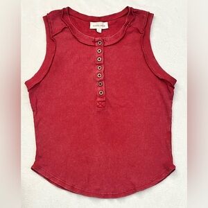 Hippie Rose Women’s Red Ribbed Knit Sleeveless Tank Top
